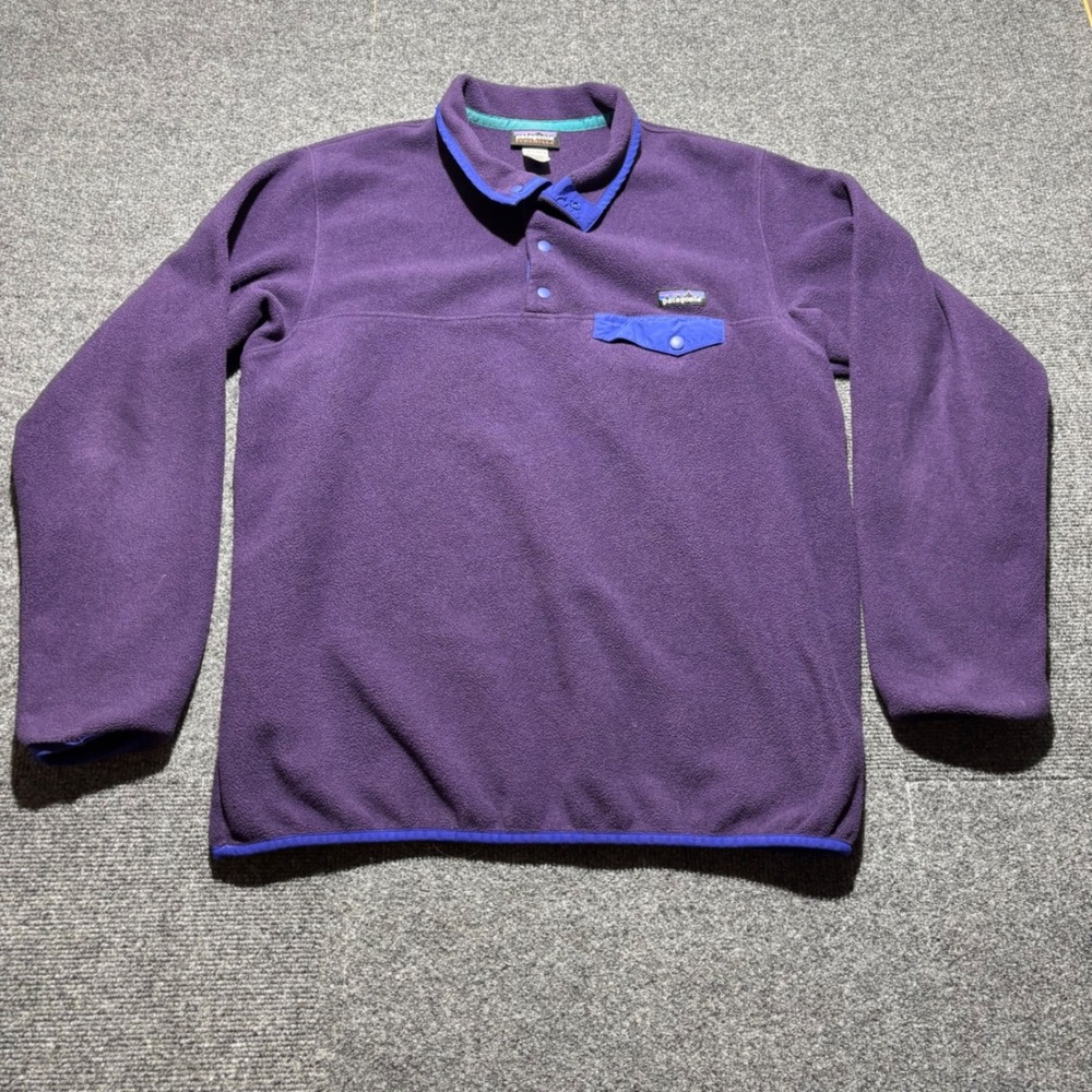 Patagonia Synchilla Snap-T Fleece Pullover Purple Blue Trim Womens XL